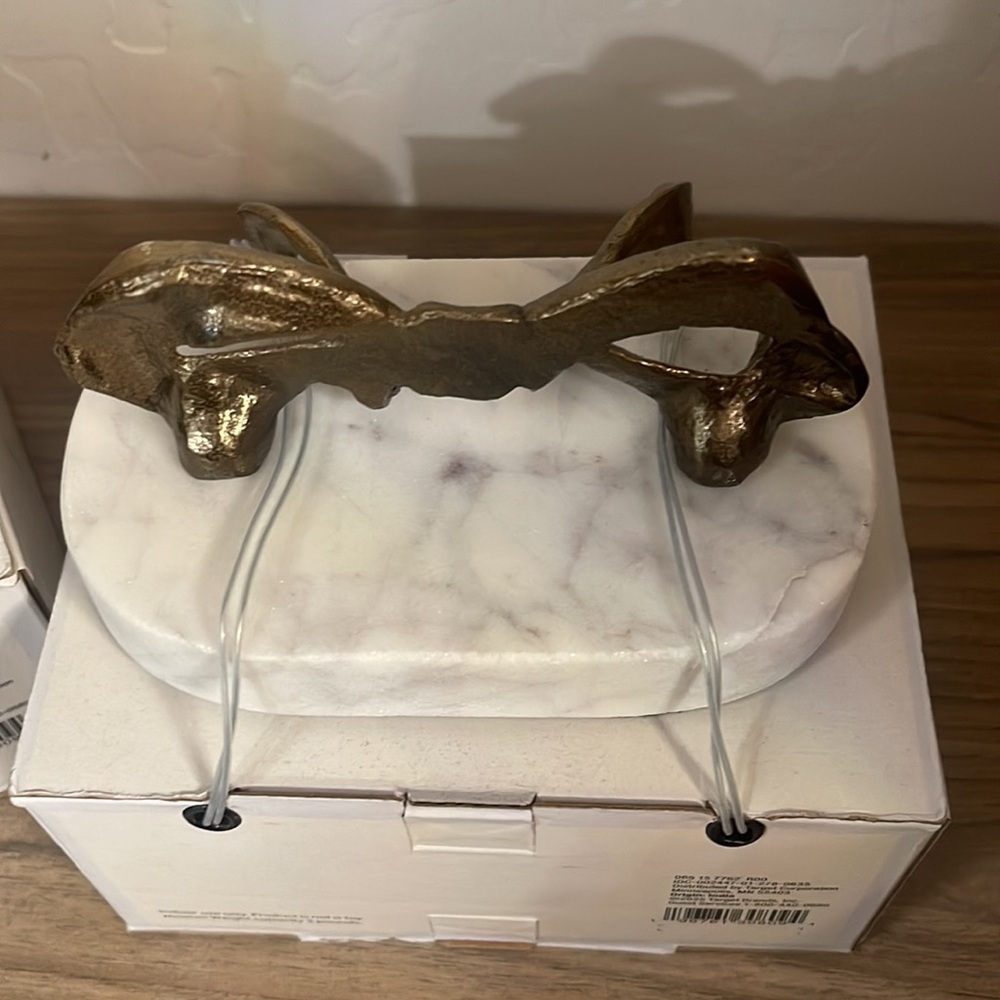 2 l Marble & Metal Bow Christmas Stocking Holder Gold - Threshold Studio McGee - Picture 7 of 7